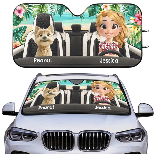 “This Car Belongs to the Dogs” Custom Sunshade for Dog Lovers – Personalized Pet Car Accessories