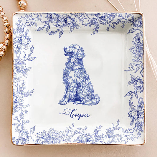 Personalized Dog Design Jewelry Dish, Gift for Dog Lovers, Custom Name & Design