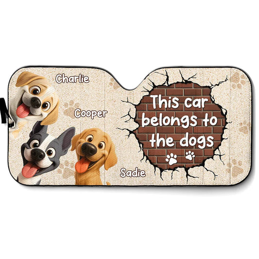 This Car Belongs to the Dogs Car Windshield Sunshade – Funny Personalized Pet Gift for Dog Lovers