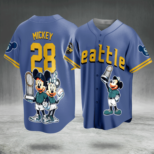 Retro Cartoon Championship Colllection Shirts – Blue Premium Button-Up Sports Shirt with Trophy Graphic