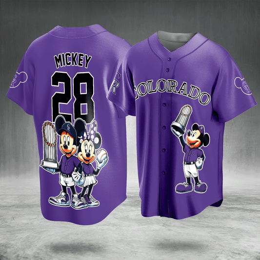 Purple Vintage Cartoon Couple Baseball Jersey Shirt – Championship Trophy Graphic, Athletic Button Down Sports Apparel Gift