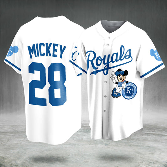 Cartoon Baseball Jersey Blue White Sports Shirt, Button Up Jersey, Matching Outfit, Fan Gift Idea