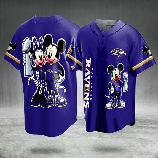 Cartoon Mouse Football Fan Jersey Purple Gold Button Up Sports Shirt Game Day Gift for Men Women