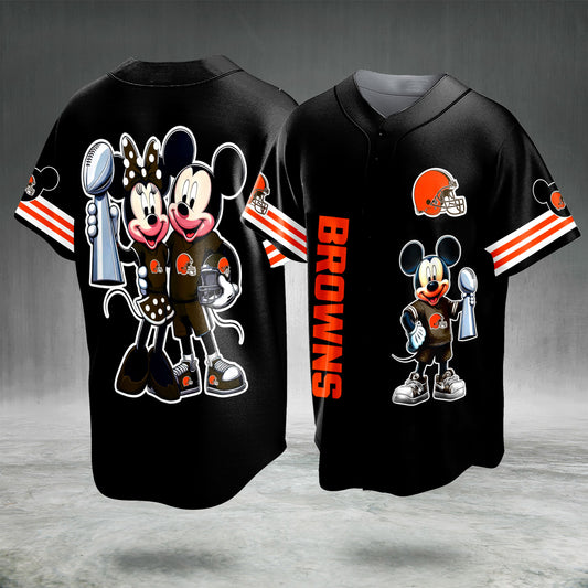 Cartoon Mouse Football Fan Jersey Black Orange Button Up Sports Shirt Game Day Gift for Men Women