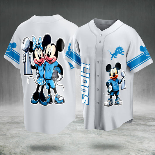 Cartoon Mouse Football Fan Jersey White Blue Button Up Sports Shirt Game Day Gift for Men Women