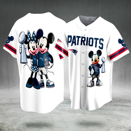 Cartoon Mouse Football Fan Jersey White Blue Button Up Sports Shirt Game Day Gift for Men Women