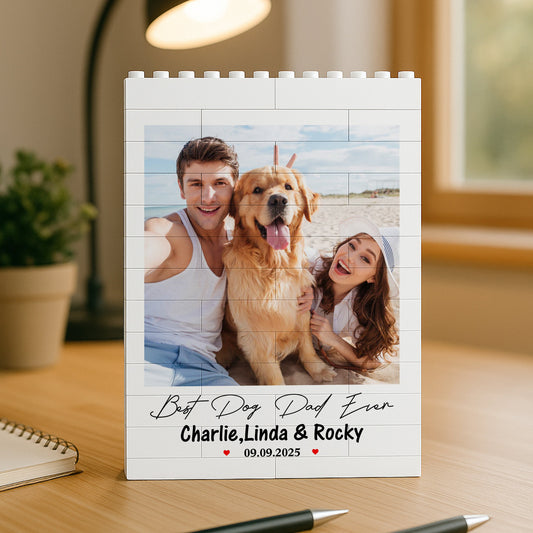 PVC Building Brick Puzzle Personalized Photo Keepsake - Happy Beach Moment with Your Dog, A Unique Gift for Dog Parents