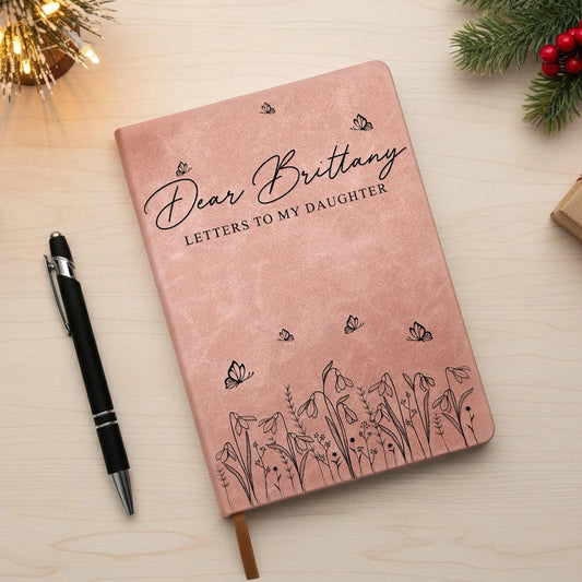 Pink Leather Journal Memory Keepsake For Daughter, Sister, Mom Or Friend - Delicate Floral Design, Meaningful Letters Notebook, Unique Gift For Her