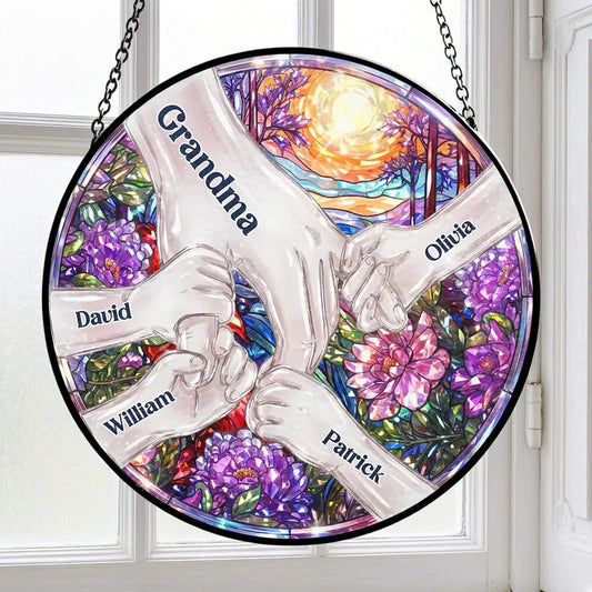 Hold Our Hands And Our Hearts 2 - Personalized Custom Window Hanging Suncatcher