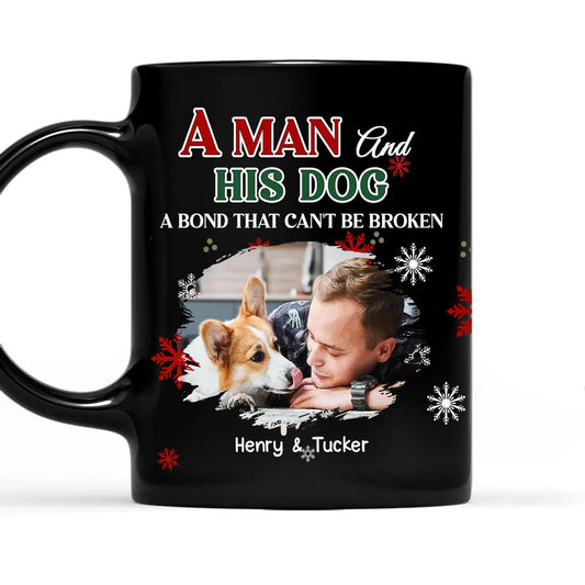 Custom Man and His Dog Full Color Mug, Heartwarming Pet Lover Gift for Daily Coffee and Christmas or Birthday