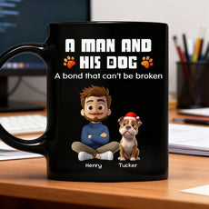 A Man and His Dog Full Color Mug – Heartwarming Companion Design, Perfect Gift for Dog Owners